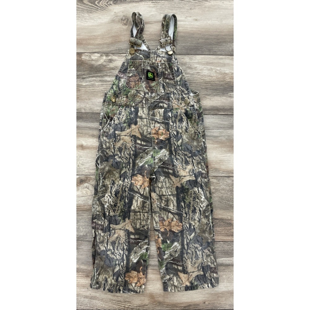 John Deere Boys Camo Overalls Mossy Oak Break-Up Infinity Cotton Bibs Size 4T